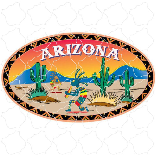 Arizona Triple Cactus & Kokopelli Oval