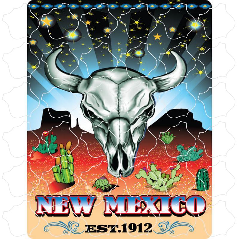 New Mexico Steer Skull Night Desert Scene