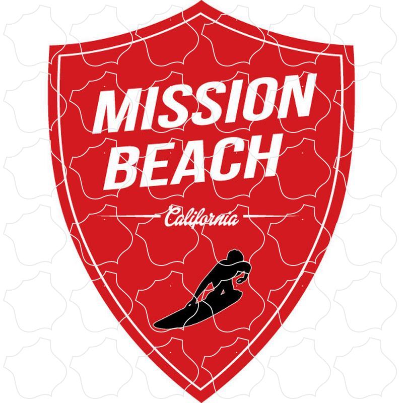 Mission Beach, California Red Surfer Shield