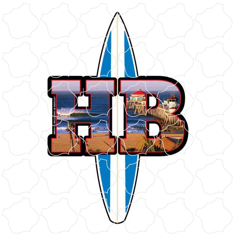 HB (Huntington Beach) Big Letters Pier Photo Surfboard