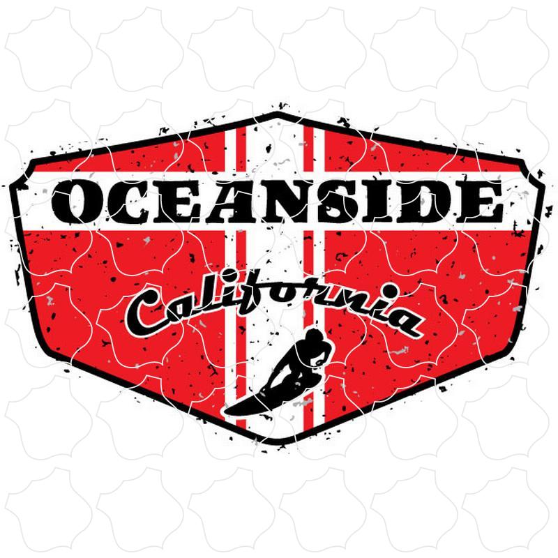 Oceanside Red Distressed Shield Oceanside, CA Red Distressed Shield