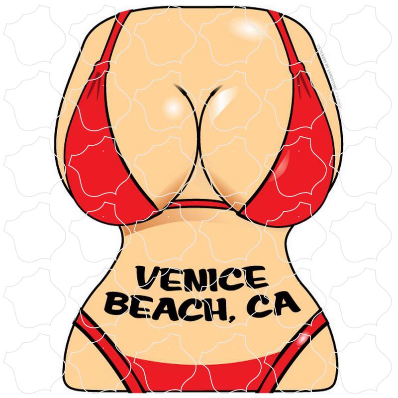 Venice Beach, CA Red Bikini Front Torso