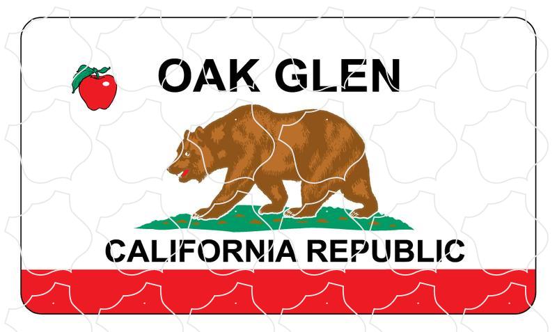 Oak Glen, California CA Bear Flag With Apple