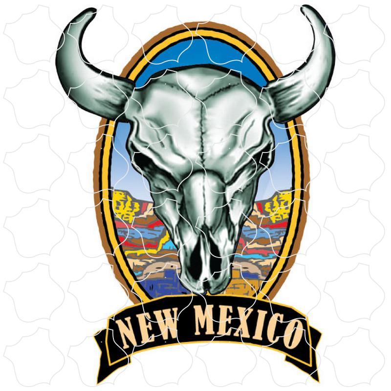 New Mexico Desert Scene Steer Skull