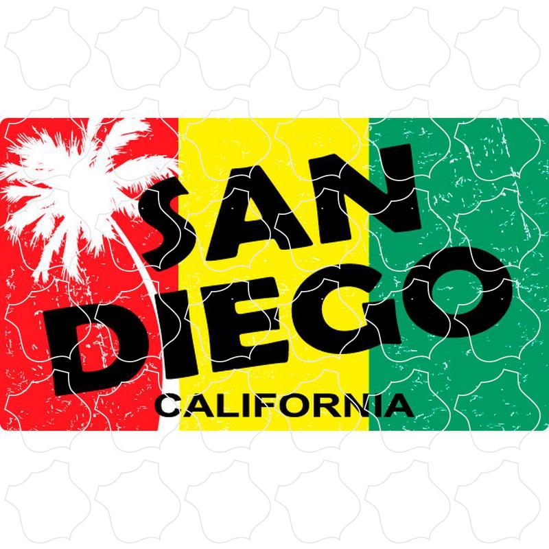 San Diego, California Palm Tree Rasta Flag