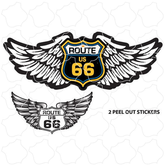 Route 66 Wings Shields Chrome Wings