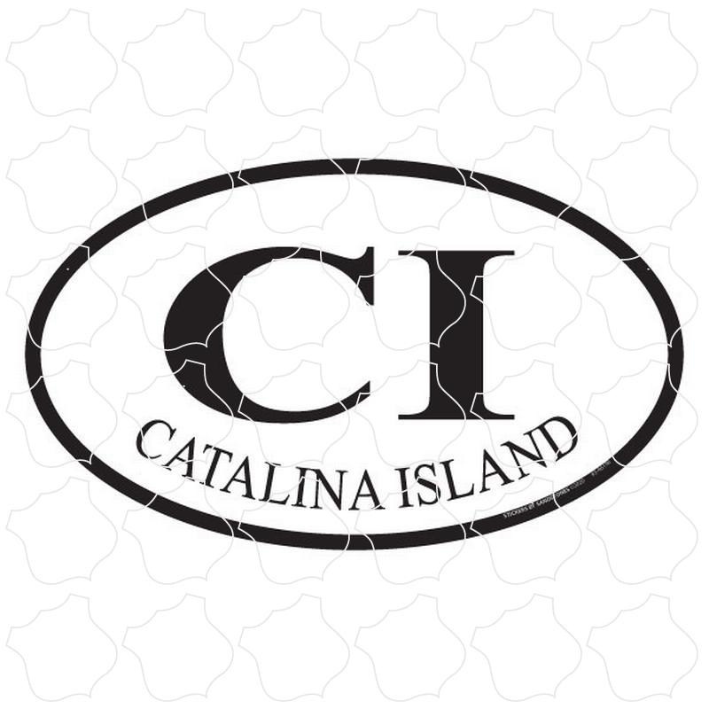 Catalina Island, CA Black & White Euro Oval