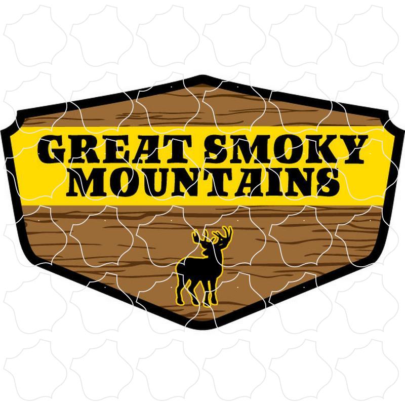 Great Smoky Mountains Deer on wood grain shield