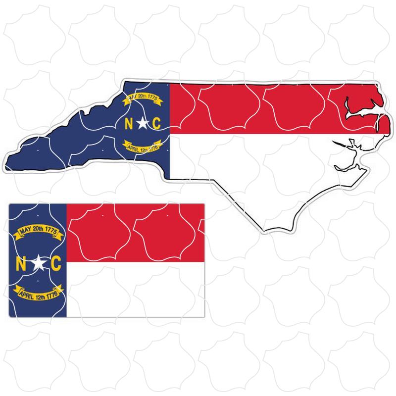 North Carolina North Carolina State Flag Map