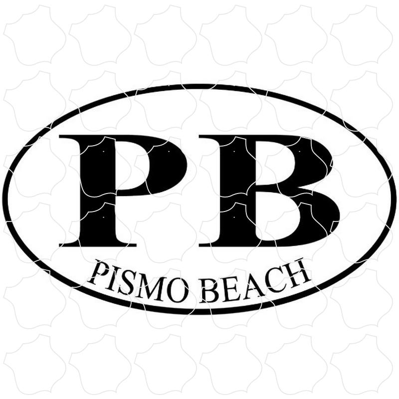 Pismo Beach, CA Black & White Euro Oval