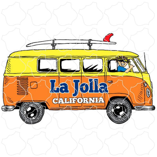 La Jolla, CA Bus Side View Surfboard