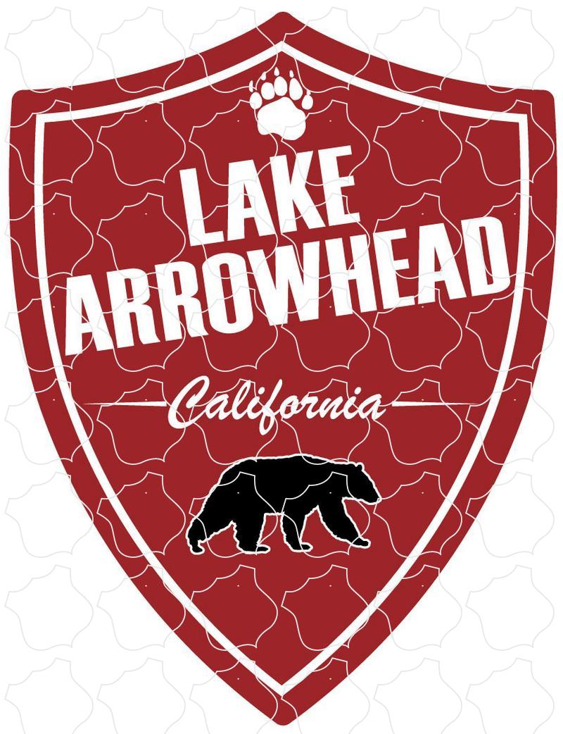 Lake Arrowhead Red Vertical Shield with Bear