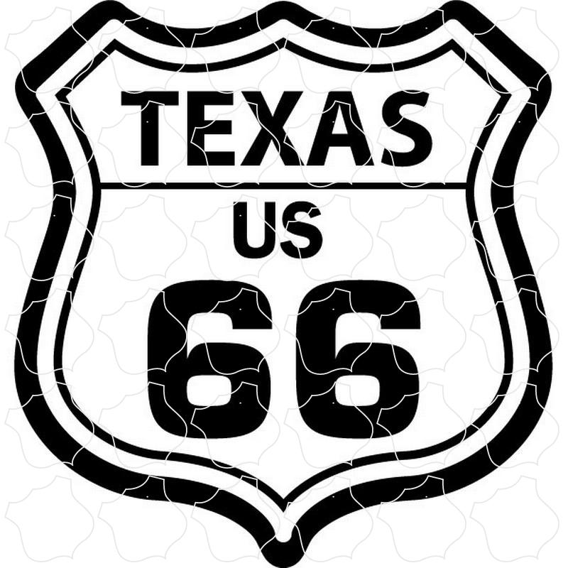 Texas Route 66 Black & White Shield