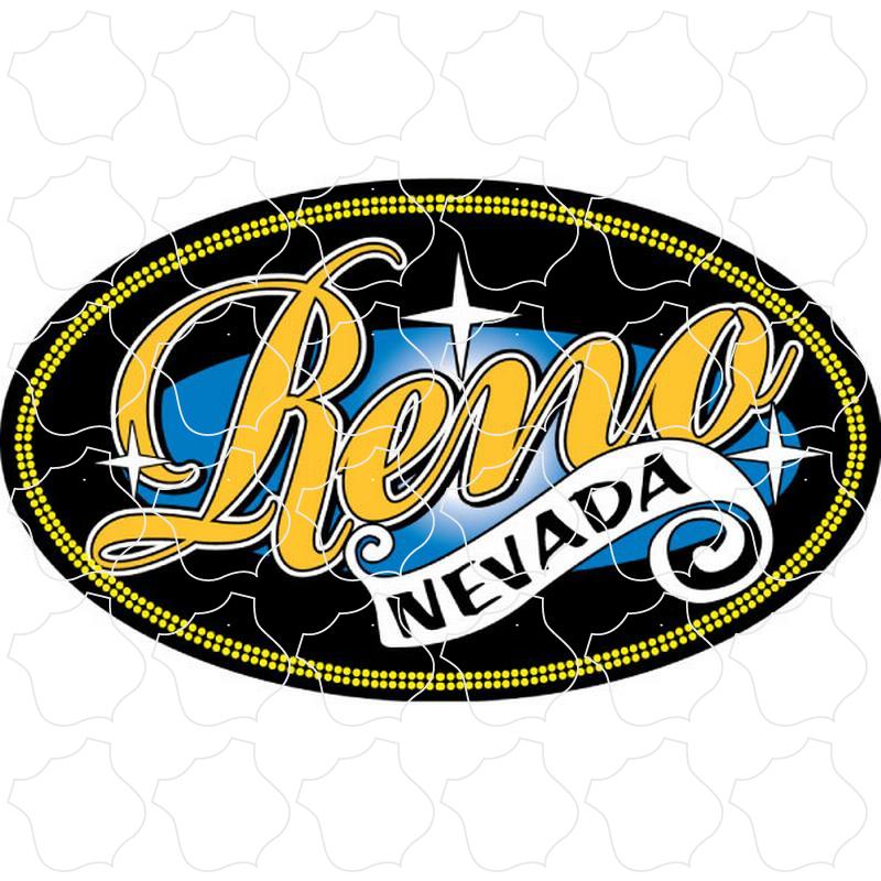 Reno Nevada Gold Script Black Oval