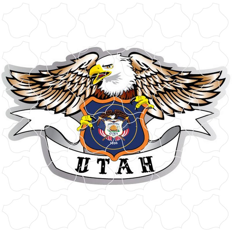 Utah Eagle With Flag In Shield