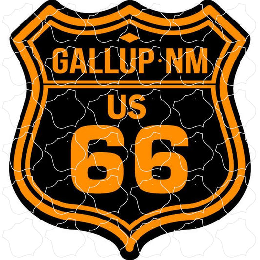 Gallup, NM Route 66 Black & Orange Shield