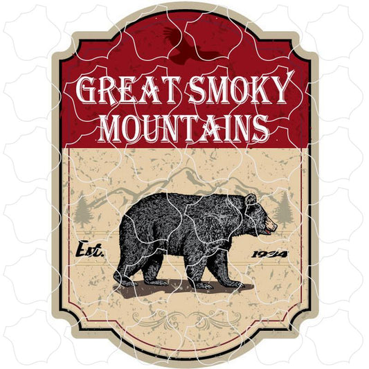 Great Smoky Mountains Red Bear Sign Vertical