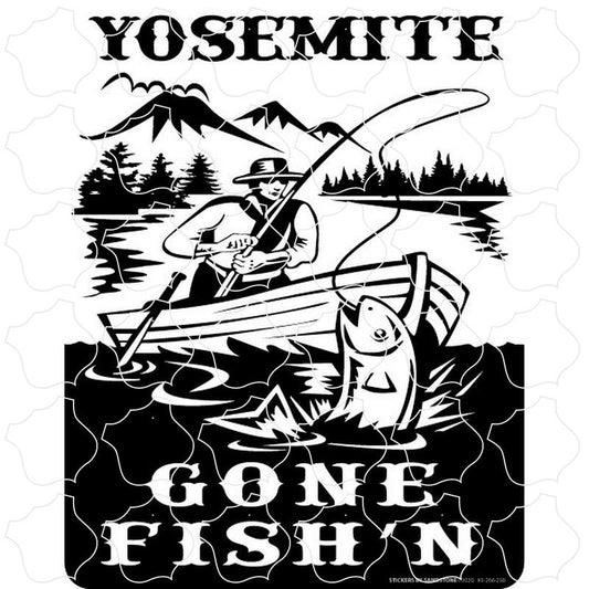 Yosemite, CA Vintage Gone Fishin Black & White