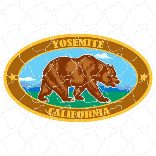 Yosemite, California Gold & Brown Bear Oval