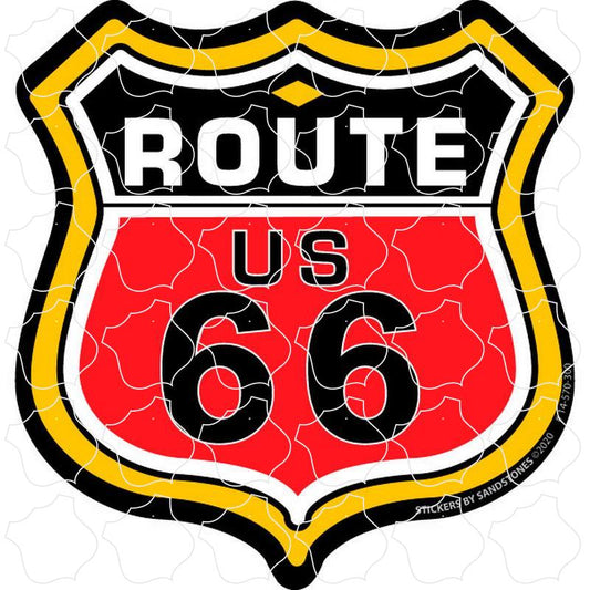 Route 66 Color Shield Red, Black & Gold