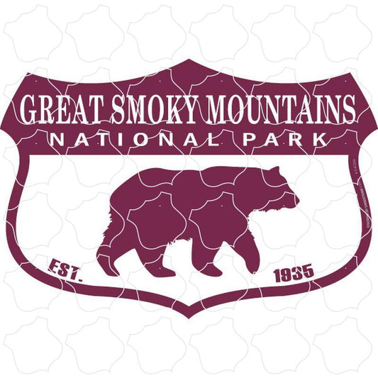 Great Smoky Mountains Wide Shield with Bear