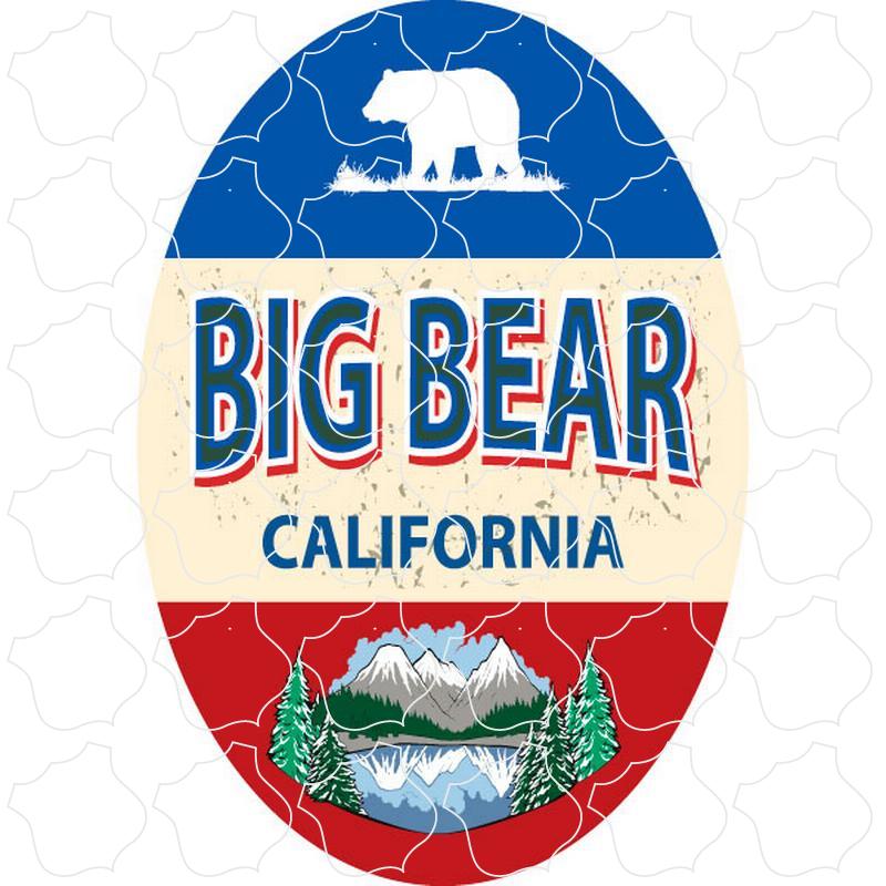 Big Bear, California Blue White & Red Stripe Oval