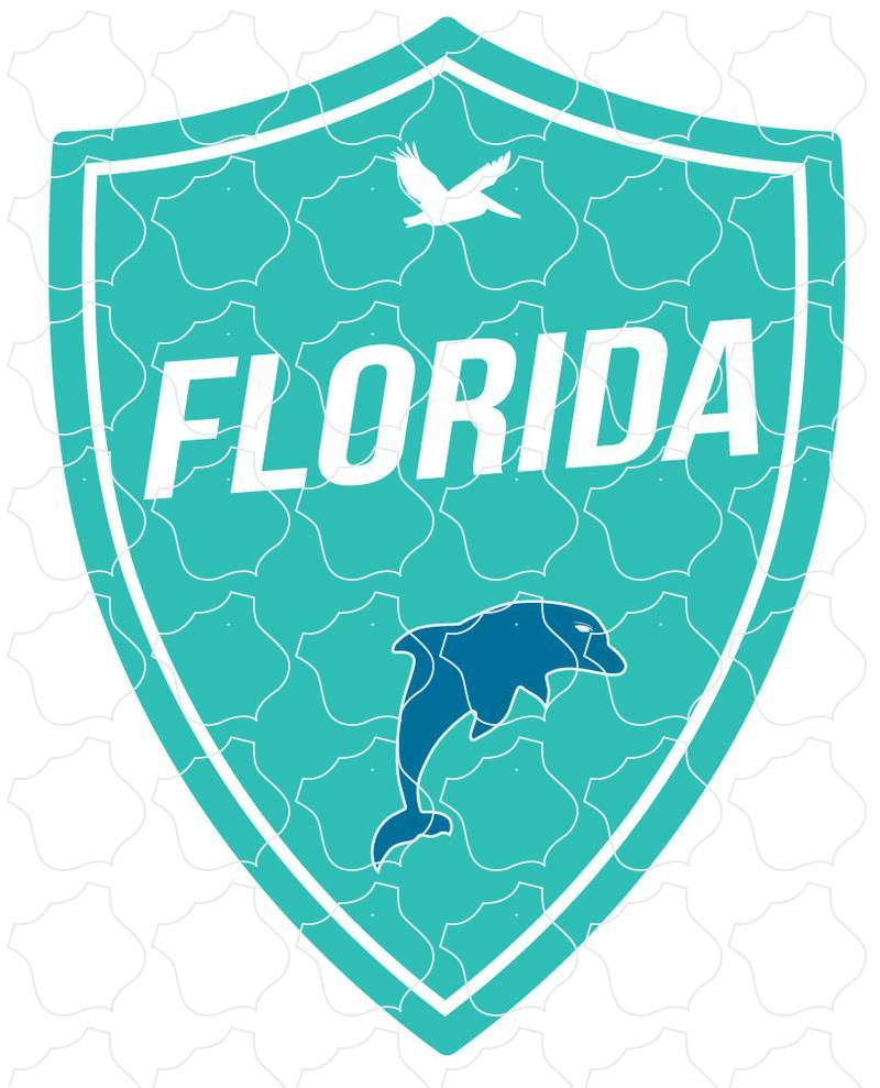 FLORIDA TEAL SHIELD Florida Teal Shield w/ Dolphin