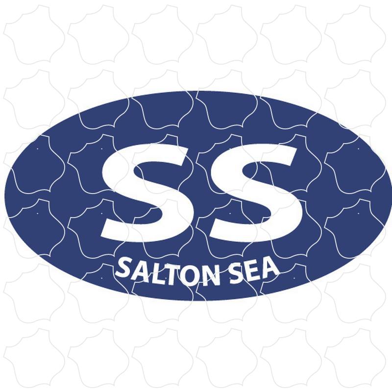 Salton Sea White on Royal Blue Euro Oval