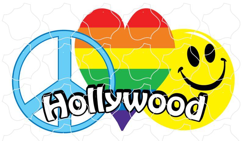hollywood Peace Love Rainbow Happy Face Digit Hollywood Peace Heart Happy Pride