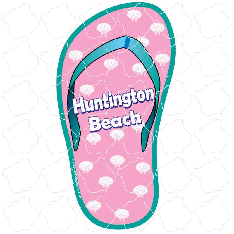 Huntington Beach, CA Pink Shell Print Flip Flop