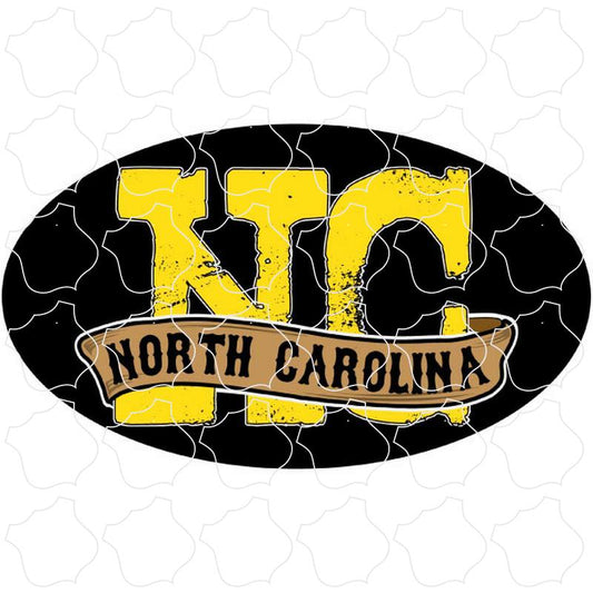 Black & Gold Country Euro Oval North Carolina NC Black & Gold Country Euro Oval