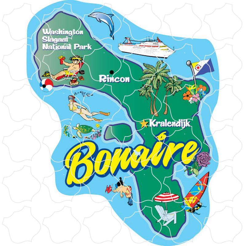 Bonaire Colorful Island Map