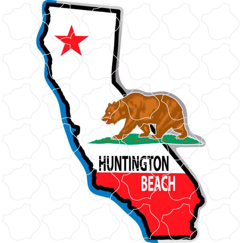 Huntington Beach California State Flag Map