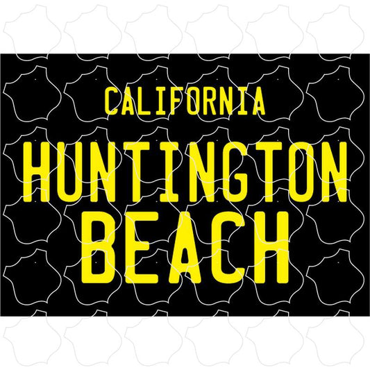 Huntington Beach, California California Black License Plate