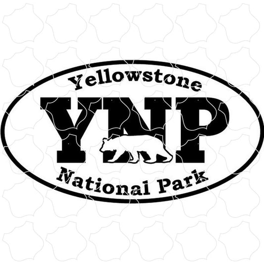 Black & White Bear Euro Oval Yellowstone National Park Black & White Bear Euro Oval