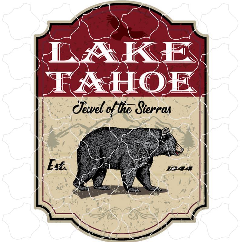 Lake Tahoe Red Bear Sign Vertical