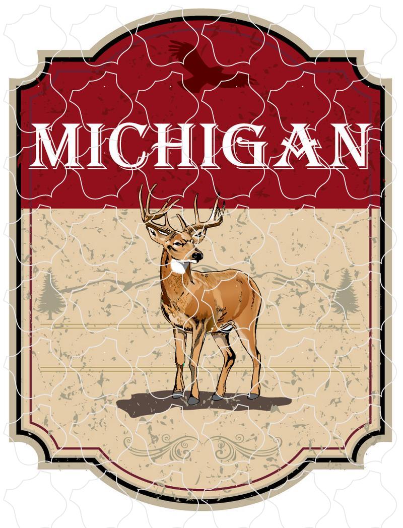 Michigan CUT CORNER DEER Michigan Red Sign - Deer not Bear MSS62