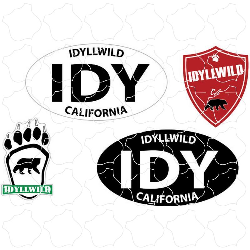 Ovals, Paw, Shield Pack Idyllwild 4 Up Sticker