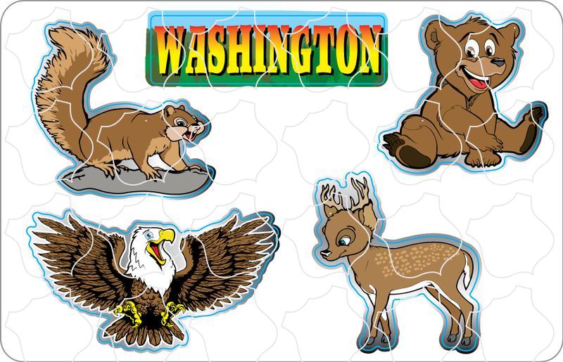 Washington 4 Up Kids Forest Creatures Sticker Sheet