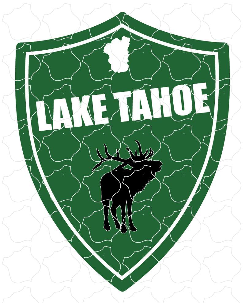 Lake Tahoe Elk Green Shield Lake Tahoe Green Vert Shield with Elk
