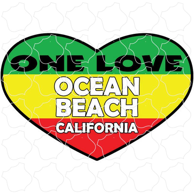 Ocean Beach, CA One Love Rasta Heart