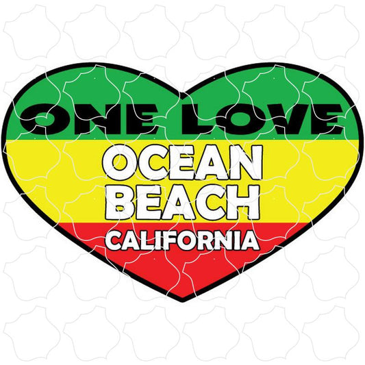 Ocean Beach, CA One Love Rasta Heart