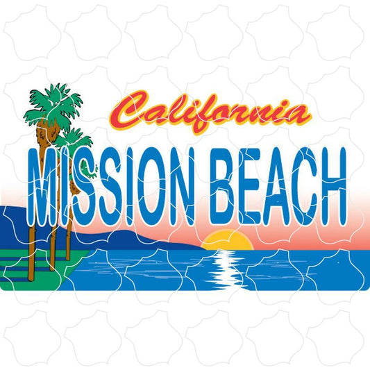 Mission Beach Palms Sunset License Plate