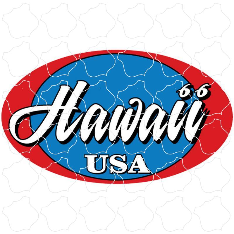 Hawaii RWB Hawaii USA Red, White & Blue Script Oval