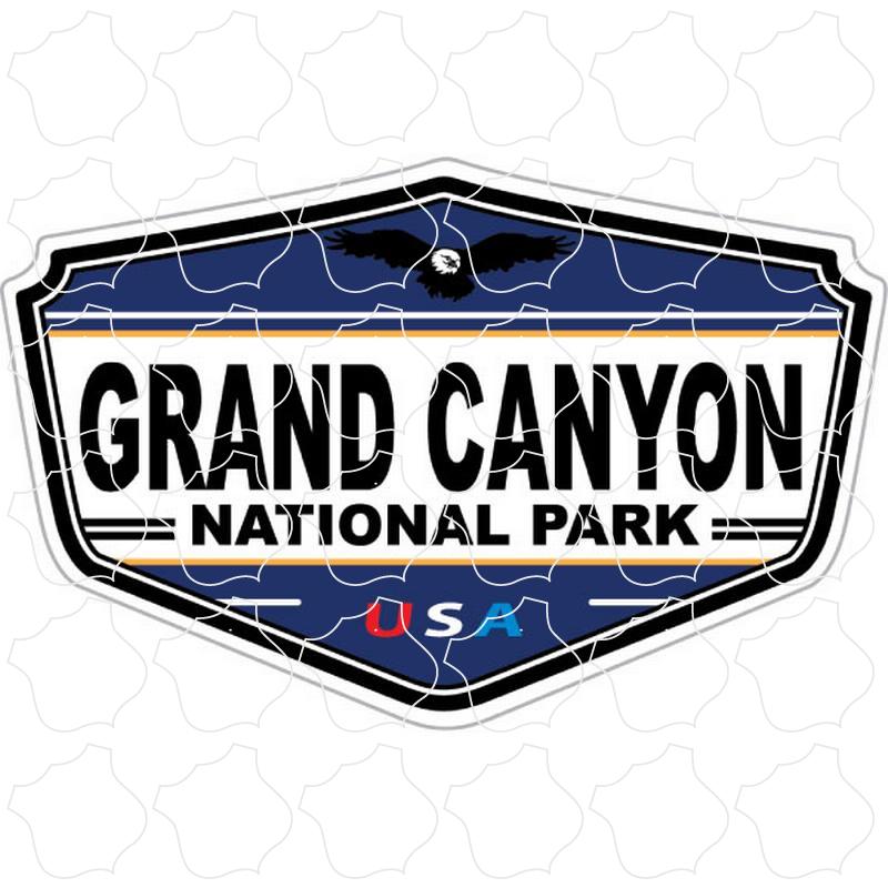 Grand Canyon National Park Mountain Elevation Shield Blue With Eagle