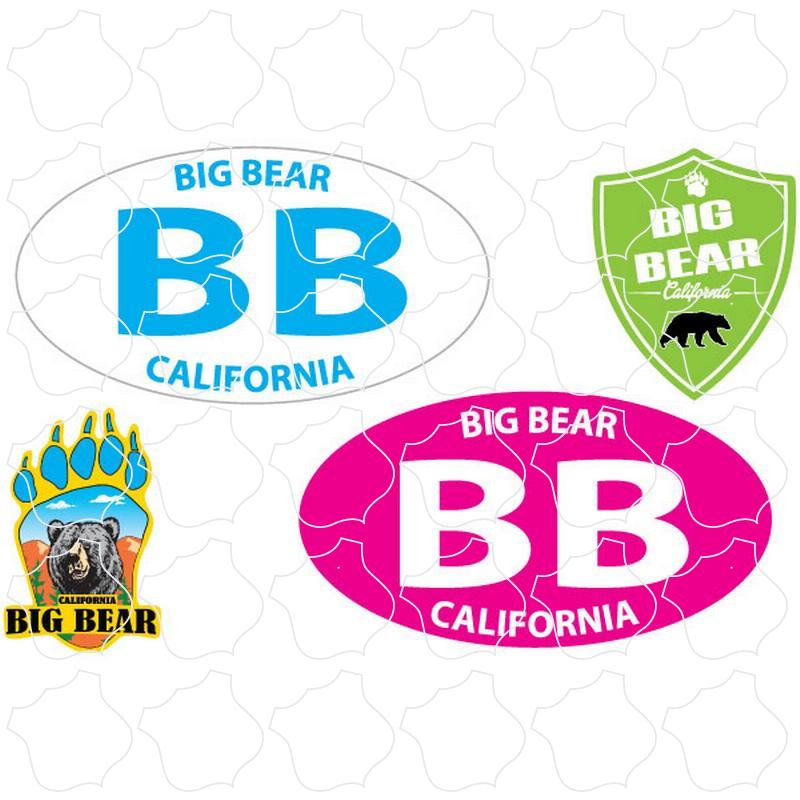 Big Bear, California Colored Euro Oval Shield Bear Paw