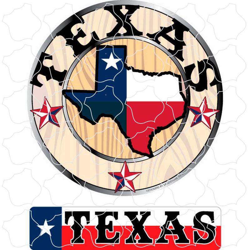 Texas Wooden State Shape Badge