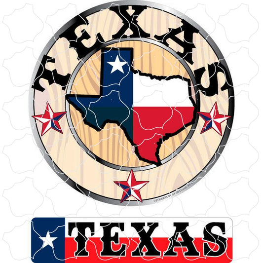 Texas Wooden State Shape Badge