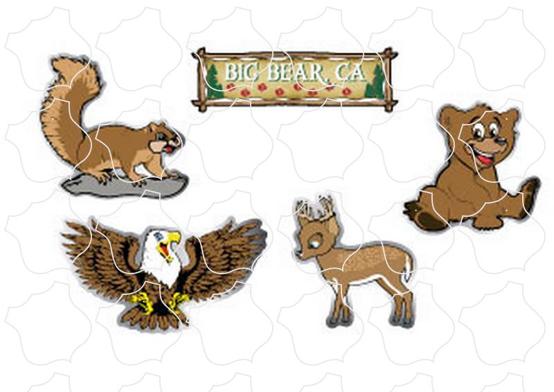 Big Bear, CA Kids Forest Creatures 4 Up Sticker sheet