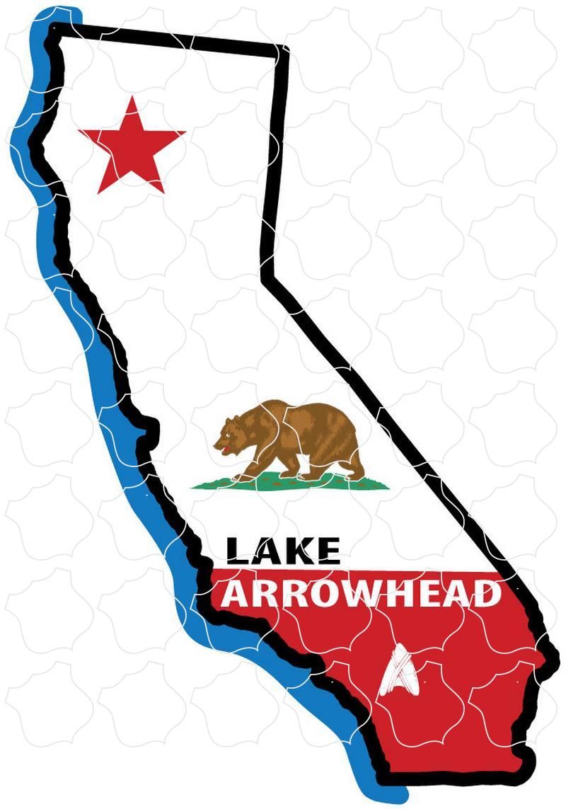 LAKE ARROWHEAD California Map Flag Lake Arrowhead California Map Flag Cutout